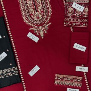 Lalazar Most Demanding Edition – 3PCS Unstitched Dhank Suit with Heavy Embroidery